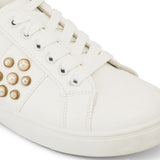 White Pearl Detail Lace Up Trainer