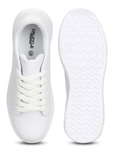 Total White PU Lace-up Platform Sneakers