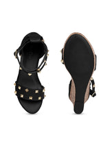 Tao Paris Kayra TP10025-01 Studded Black Wedges