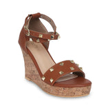 Tao Paris Kayra TP10025-02 Studded Tan Wedges