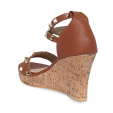 Tao Paris Kayra TP10025-02 Studded Tan Wedges