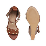 Tao Paris Kayra TP10025-02 Studded Tan Wedges