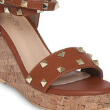 Tao Paris Kayra TP10025-02 Studded Tan Wedges