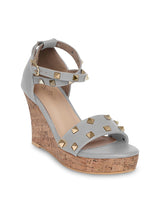 Tao Paris Kayra TP10025-03 Studded Grey Wedges