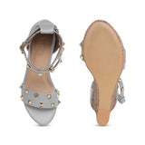 Tao Paris Kayra TP10025-03 Studded Grey Wedges