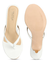 White PU Slip On High Heel Mules