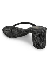 Black Snake PU Slip On High Heel Mules