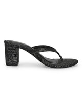 Black Snake PU Slip On High Heel Mules
