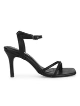 Black PU Strappy Stilettos
