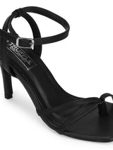Black PU Strappy Stilettos