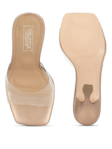 Rosegold Patent Perspex Clear Stiletto Mules