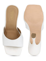 White PU Stiletto Mules