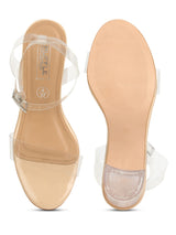 Nude Patent Perspex Clear Block Heels