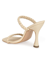 Nude PU Stiletto Heel Braided Mules