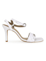 White PU Woven Strap Stilettos
