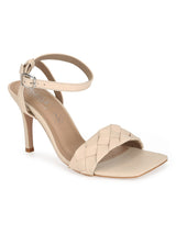 Nude PU Woven Strap Stilettos