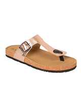 Pewter Synthetic Leather Cork-Latex Footbed Flats (TC-070202-PEW)