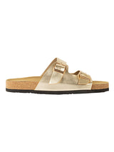 Gold Synthetic Leather Cork-Latex Footbed Flats (TC-070203-GLD)