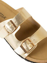 Gold Synthetic Leather Cork-Latex Footbed Flats (TC-070203-GLD)