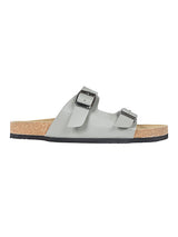 Grey Synthetic Leather Cork-Latex Footbed Flats (TC-070203-GRY)