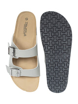 Grey Synthetic Leather Cork-Latex Footbed Flats (TC-070203-GRY)