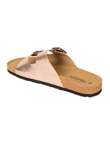 Pewter Synthetic Leather Cork-Latex Footbed Flats (TC-070203-PEW)