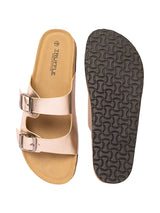 Pewter Synthetic Leather Cork-Latex Footbed Flats (TC-070203-PEW)