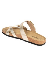 Gold Synthetic Leather Cork-Latex Footbed Flats (TC-100504-GLD)