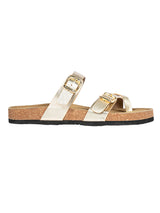 Gold Synthetic Leather Cork-Latex Footbed Flats (TC-100504-GLD)