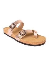Pewter Synthetic Leather Cork-Latex Footbed Flats (TC-100504-PEW)