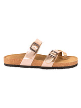 Pewter Synthetic Leather Cork-Latex Footbed Flats (TC-100504-PEW)