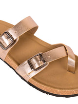 Pewter Synthetic Leather Cork-Latex Footbed Flats (TC-100504-PEW)