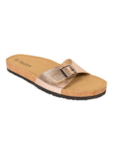 Pewter Synthetic Leather Cork-Latex Footbed Flats (TC-100505-PEW)