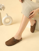 Brown Suede Winter Cork-Latex Soft Footbed Flats (TC-100506-BRO)