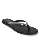 Black PU Diamant�� T-Strap Flats (TC-100507-BLK)