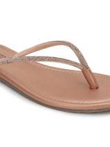 Rose Gold PU Diamanté T-Strap Flats (TC-100507-RGLD)