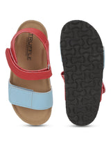 Blue Red PU Cork-Latex Footbed Velcro Sandals For Kids-Unisex (TC-100511-BLURED)
