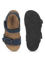 Blue Cork-Latex Footbed Velcro Sandals For Kids-Boys (TC-100512-BLU)
