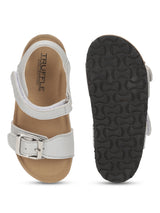 Silver Cork-Latex Footbed Velcro Sandals For Kids-Girls (TC-100512-SIL)