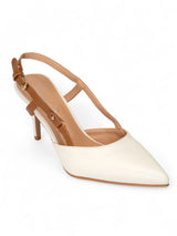 White Synthetic Leather Buckle Stiletto Heel Sandals (TC-1129-544-WHT)