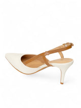 White Synthetic Leather Buckle Stiletto Heel Sandals (TC-1129-544-WHT)