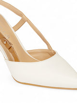 White Synthetic Leather Buckle Stiletto Heel Sandals (TC-1129-544-WHT)