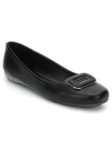 Black PU Stylish Slip-On Flat Ballerina (TC-1206-BLK)