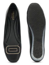 Black PU Stylish Slip-On Flat Ballerina (TC-1206-BLK)