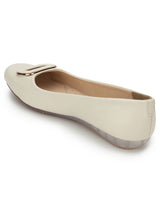 Off White PU Stylish Slip-On Flat Ballerina (TC-1206-OWHT)