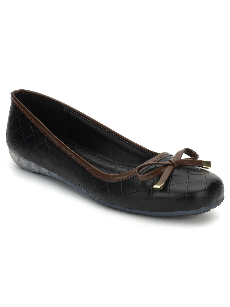 Black PU Stylish Slip-On Flat Ballerina (TC-1213-BLK)