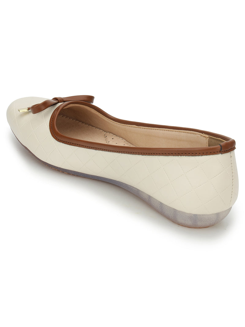 Off White PU Stylish Slip-On Flat Ballerina (TC-1213-OWHT)