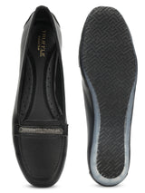 Black PU Stylish Slip-On Flat Loafers (TC-1217-BLKMET)