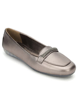 Pewter PU Stylish Slip-On Flat Loafers (TC-1217-PEW)