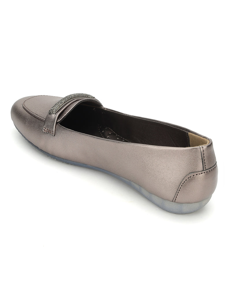 Pewter PU Stylish Slip-On Flat Loafers (TC-1217-PEW)